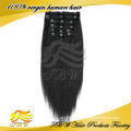 Easy to add jet black silky straight double weft clip in hair extension for black women